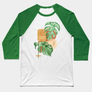 Elegant Shapes Tropical Leaves Monstera Baseball T-Shirt